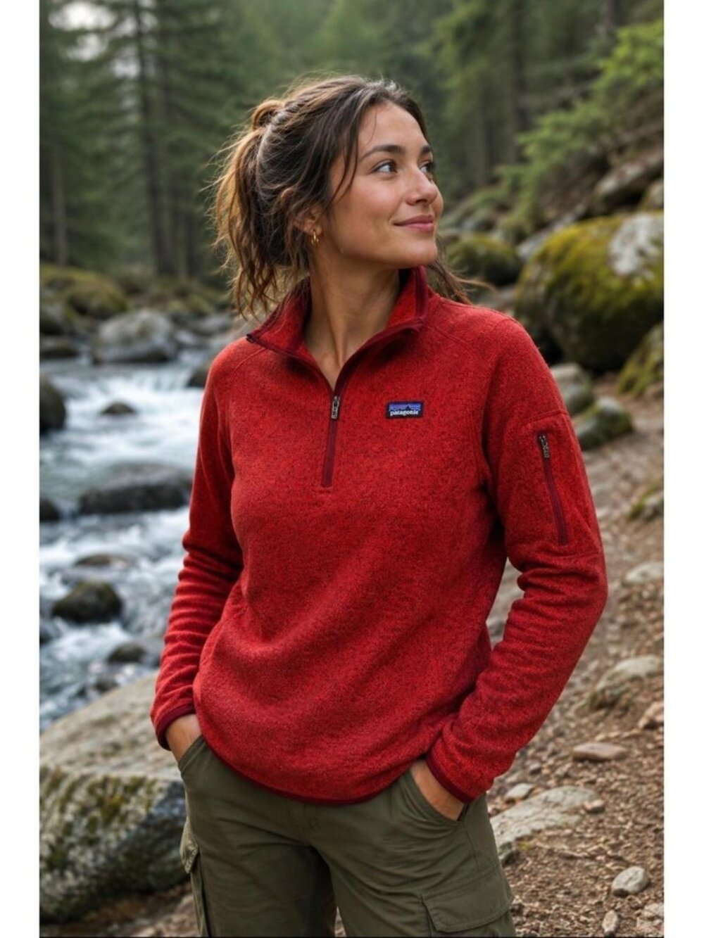 Women's Patagonia Better Sweater 1/4 zip Red Medium